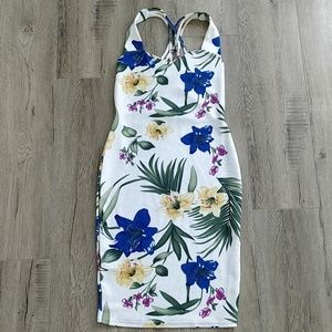 Floral midi bodycon dress